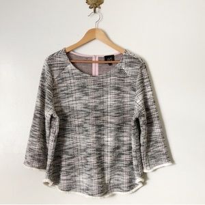 W5 Anthropologie tweed fringe hem top